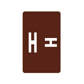1-5/8"H x 1"W Dark Brown Smead Acc & ACCS Compatible 1-5/8" Alpha Labels 'H' (250/Roll) - TBBS-91828