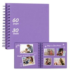 RECUTMS 8 x 8 Inch Small DIY Scrapbook Photo Album, 60 Pages Hardcover Craft Paper Photo Album for Memory Book, Anniversary, Valentines Day Gifts (Dark Purple)