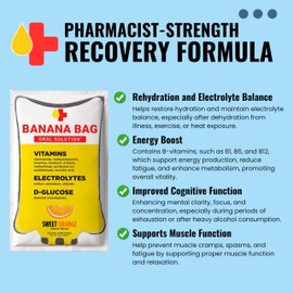 Banana Bag Oral Solution Recovery Packets – Sweet Orange 30pk | A Refreshing Blend of Electrolytes, Vitamin C, and B-Complex for Hydration and Energy. Convenient, Easy-to-Mix, and Perfect for Any Lifestyle.
