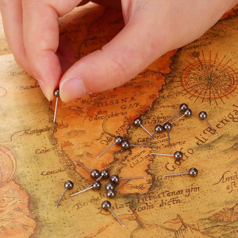 Small Round Map Tacks,200 Pack Map Push Pins with 1/8