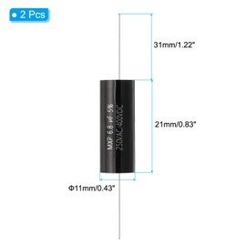PATIKIL 6.8uF 250AC/400DC V Frequency Divider Capacitor, 2 Pcs Axial Audio Speaker Crossover Step-Less Film Capacitor MKP Capacitor for Audio Equipment Appliances, Yellow