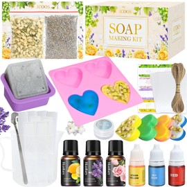 Soap Making Kit, JCOOS Soap Making Kit for Adults Kids, Soap Making Supplies, Soap Base, Soap Mold, Dried Flowers, Soap Dye, Scents Make Your Own Diy Soap Making Kit, Crafts for Girls, Christmas Gifts