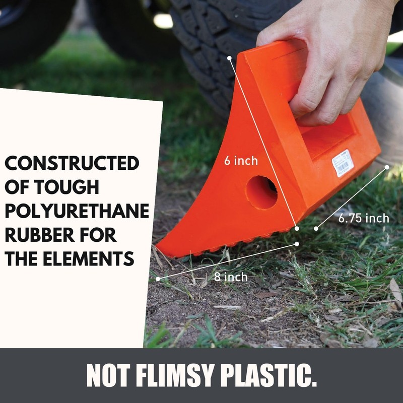 SECURITYMAN Heavy Duty Wheel Chocks (2 Pack) - Durable, Non-Slip,