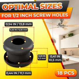 Antique Ceiling Fan Replacement Grommet Set - 18Pcs Vintage Ceiling Fan Grommets Replacement Rubber Grommets for Hunter Ceiling Fan Grommet Kit - Fan Blade Grommets - Black Grommets