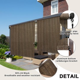 KANAGAWA 7'(W) x8'(H) Sesame Outdoor Roller Shade - Cordless Exterior Roll Up Sun Shade for Patio, Pergola, Front Porch, Gazebo - Outdoor Blinds Screens for Patio