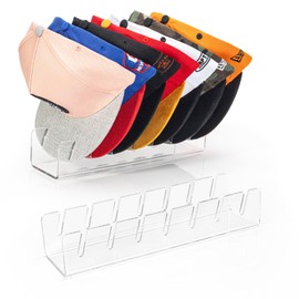 Baemin Acrylic Hat Rack, Clear Hat Organizer for Baseball Caps, Hat Display Stand for Closet, No Installation Hat Holder Organizer, 2 Packs, ZMMJTM2P