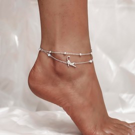 Cats Ankle 925 Sterling Silver Ankle Bracelet for Women Dainty Layered Anklet Bracelet Boho Anklets Bracelet Beach Adjustable Anklets