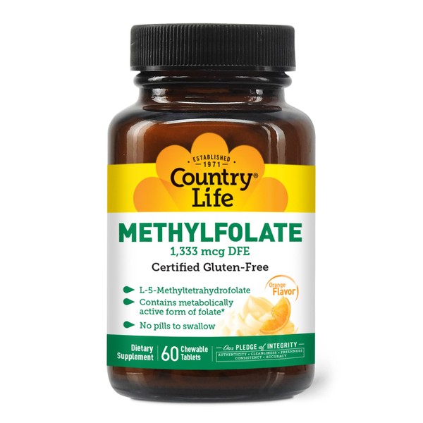 Country Life Methyl Folate 800 mcg Lozenges, 60 Count