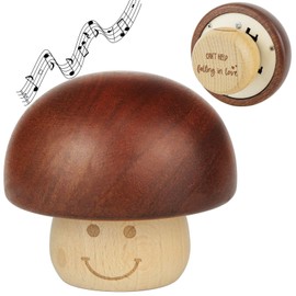Can't Help Falling in Love Music Box, Wood Engraved Cute Mushroom Wind Up Romantic Musical Gifts for Women Boyfriend Girlfriend Him Husband Couple Anniversary Birthday Christmas Valentine's Day
