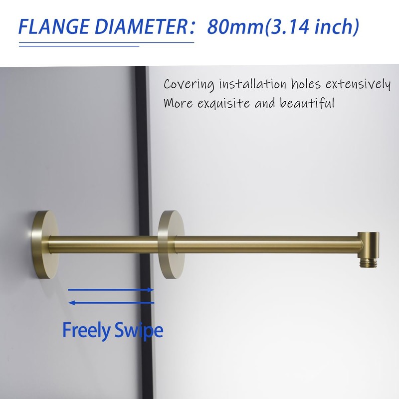 Wall Mounted Shower Arm 16 Inch Extension Pipe Shower Head