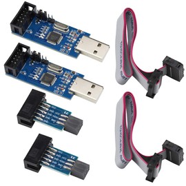Ferwooh 2PCS USBASP ISP Downloader Programmer Microcontroller Module + 10Pin to 6Pin Adapter Board for ATMEL 51 AVR