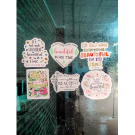 (6 PCS) Ecclesiastes 3 11 He Has Made Everything Beautiful in Its Time Inspirational Christian, Faith, Bible Verse Sticker Waterproof Vinyl Decal Size 3"