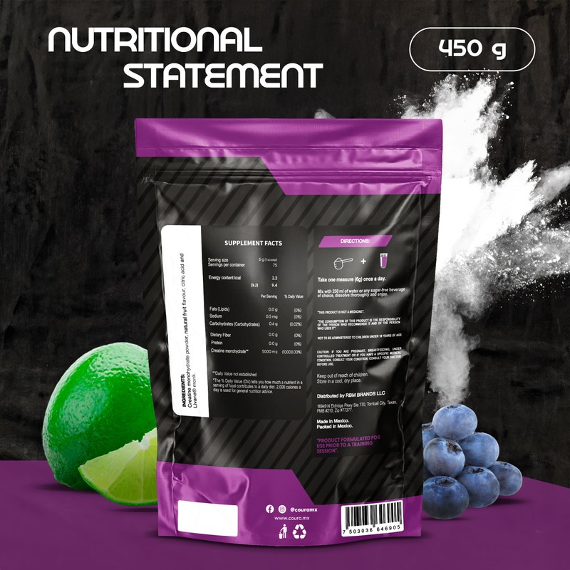 COURA Creatine Monohydrate Lemon-Berries Flavor - 450g - Sports Supplement