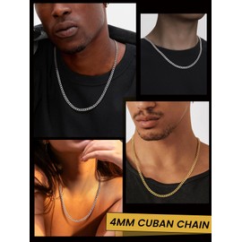 GOLDCHIC JEWELRY 22 inch Gold Chains for Men Women, 4mm Miami Curb Link Hip Hop Jewellery 56CM