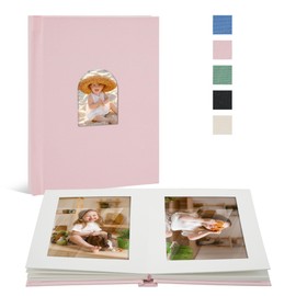Vienrose Photo Albums 10 x 15 cm for Inserting, Premium Linen Album with 30 Pictures + Note Area, Perfect for Family Photos and Scrapbooks (Pink)