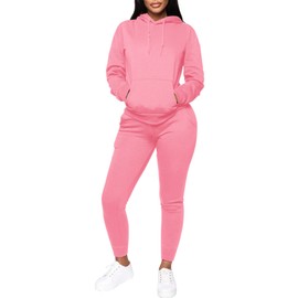 CLOCOR Sweat Suits for Womens 2 Piece - Long Sleeve Casual Pullover Hoodie Soild Color Sport Tracksuit with Pocket