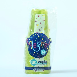 Alegria Color Party Cups, High - Quality Plastic Cups to Celebrate, Sturdy and Modern Disposable Cups, Microwave - Safe | 1 Pack, of 25 Cups, 14oz - Blue