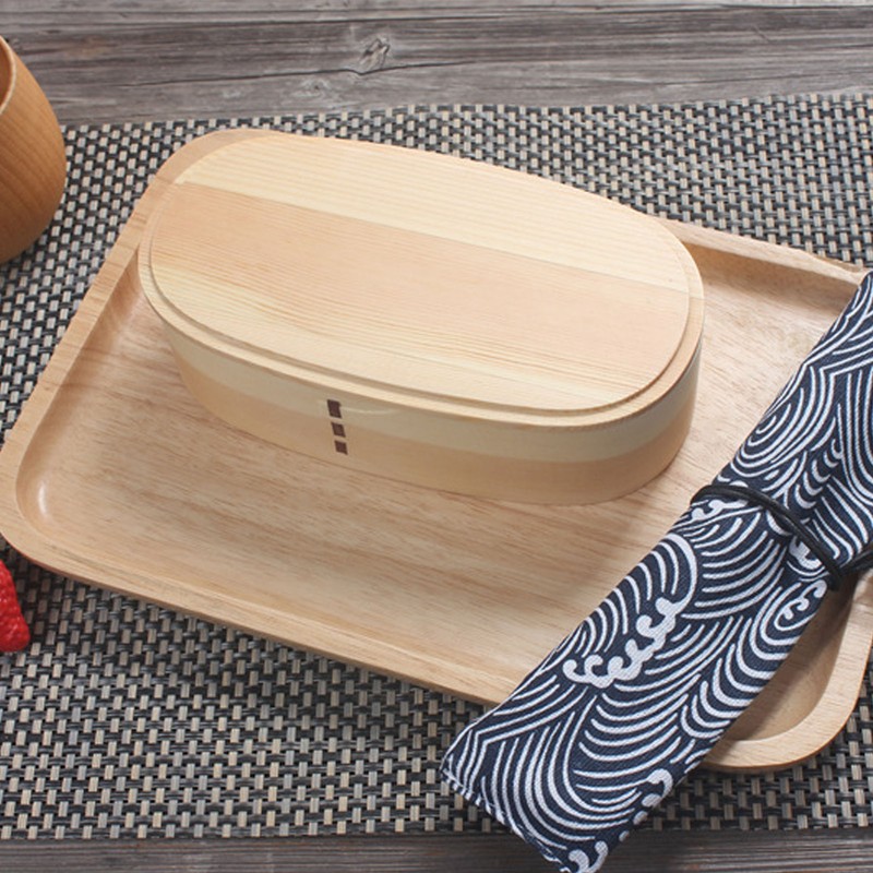 Wooden Bento Boxes Double Wood Color Bento Lunch Box Portable