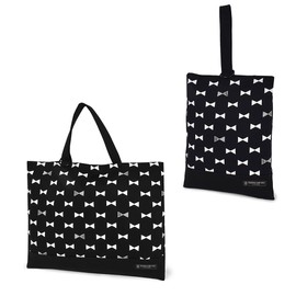 COLORFUL CANDY STYLE NK400400 Lesson Bag, Shoe Case, Set of 2, Lesson Bag, Shoe Case, Preparation for School Admission, Cute Girls, Ribbon Silhouette