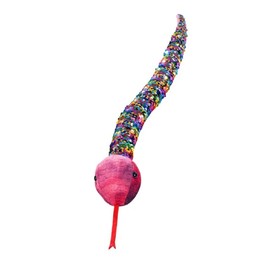 Zugar Land Colorful Sequin Plush Snakes (26") Reversible Double-Sided Color Changing Sequin. Jungle Animal Birthday Party Favor, Room Decor (Rainbow/Silver)