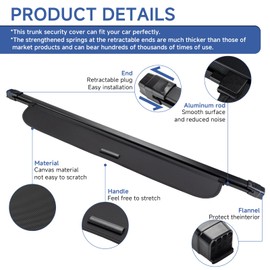 FARBIN Trunk Cargo Cover for Honda CRV 2023 2024 2025, Retractable Trunk Cover Shield Shade, Privacy Security Screen (for 2023-2025 Honda CRV Canvas)