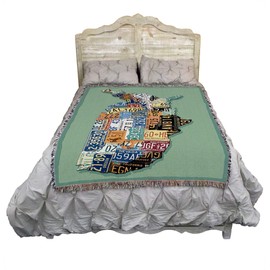Pure Country Weavers United States Car Tags National Map Blanket - Gift Tapestry Throw Woven from Cotton - Made in The USA (72x54)