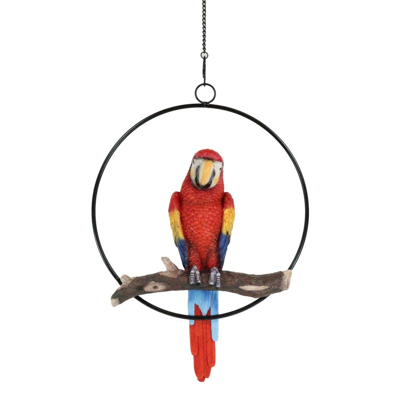 Atlantic Collectibles Ebros Hanging Scarlet Macaw Parrot Perching on Branch