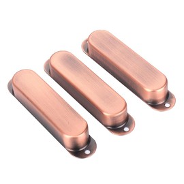 3Pcs Closed Brass Single Coil Pickup Covers Pickup Mounting Ring For Fender Strat Squier Electric Guitar Accessories (Red copper)