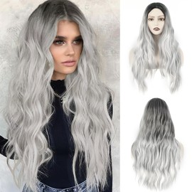 VOSSOT Women's Wig, Women's Long, Grey Wig, Silver, Stylish Comfortable Ombre Wig, 26 Inch Wig, Long Wigs for Daily Use Parties Cosplay