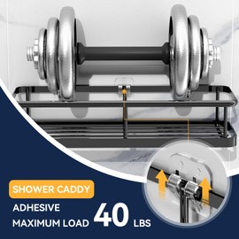 YASONIC 2-Pack Shower Caddy Adhesive Replacement - Transparent Waterproof Strips with Hooks, No Drilling Adhesive for Bath Storage Shelves, Kitchen Racks, Shower Basket & Soap Holder