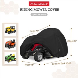 Porch Shield Heavy Duty 600D Polyester Lawn Tractor Cover, Water-Resistant Universal Riding Lawn Mower Cover (Up to 54 inches Decks, Black)
