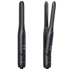 Wavytalk - Lápiz de hierro plano de 0.65 pulgadas, lápiz de rizo fresco, pequeño peinado de flujo de aire y alisador para cabello corto, corte Pixie y bordes, rizador para cabello corto con flujo de