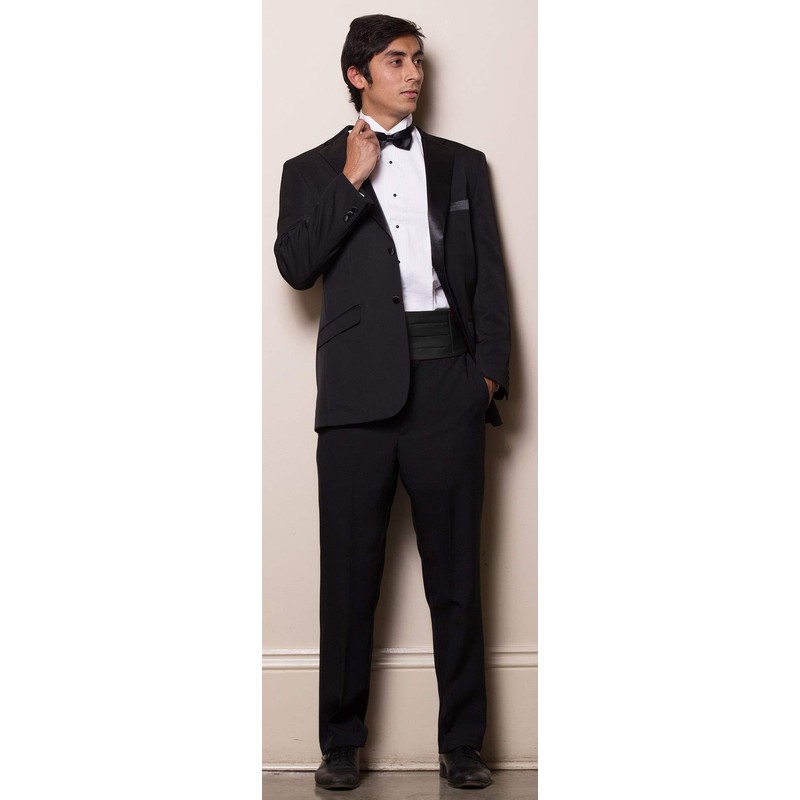New Mens 5 Piece (5pc) Complete Single Breasted Black Tuxedo