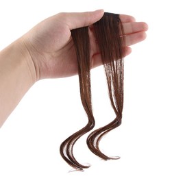 Vctitil Fake Hair Bangs Women Natural Hair Side Fringe Long Side Air Bangs, Wavy Curly Clip in Bangs Front Side Bangs(light brown)