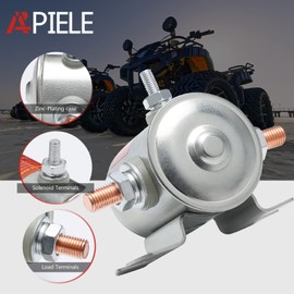 APIELE Continuous Solenoid Relay 12V DC 125A 3 Terminals Heavy Duty Starter Solenoid Zinc-Plating Max 300A in Rush SPST 1NO for Golf Carts, Winch, Marine (12V)