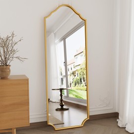 WallBeyond Arched Full Length Mirror Wall Mounted, Gold Metal Frame Floor Length Mirror, 65"x22" Full Body Mirror for Bedroom, Living Room, Hanging or Leaning Against Wall Full Size Mirror