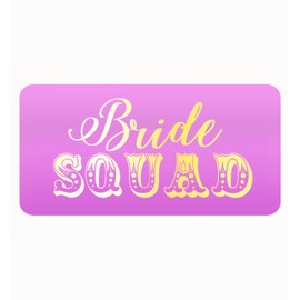 35 x Bright Pink Bride Squad Labels with Shiny Gold Foil Print - Hen Party Favour Stickers for Hen Do & Hen Night (50mm x 25mm)
