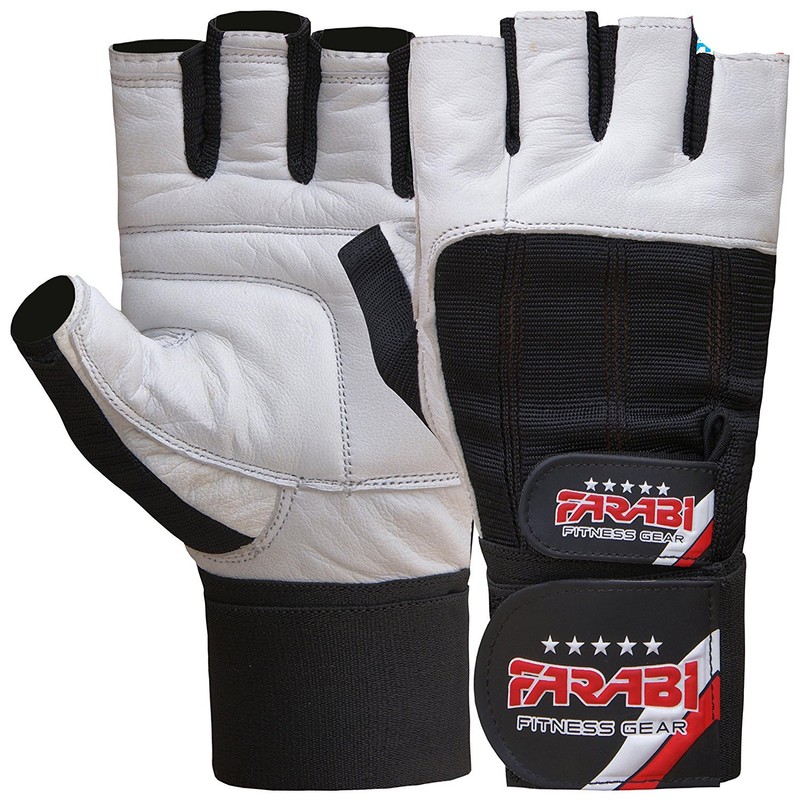 Farabi Weight Lifting Gym training Gloves Real Leather with 4