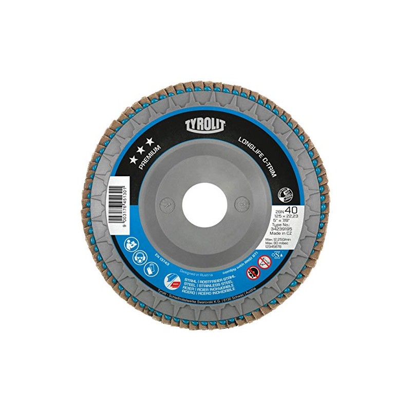 TYROLIT 34239195 PREMIUM 125 x 22.23mm LONGLIFE 2 in 1