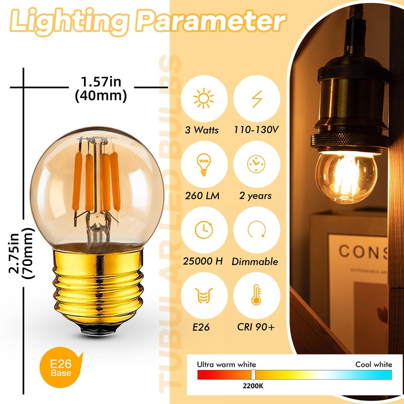 Grensk 3 Watt Dimmable Low Wattage LED Bulbs Equivalent to