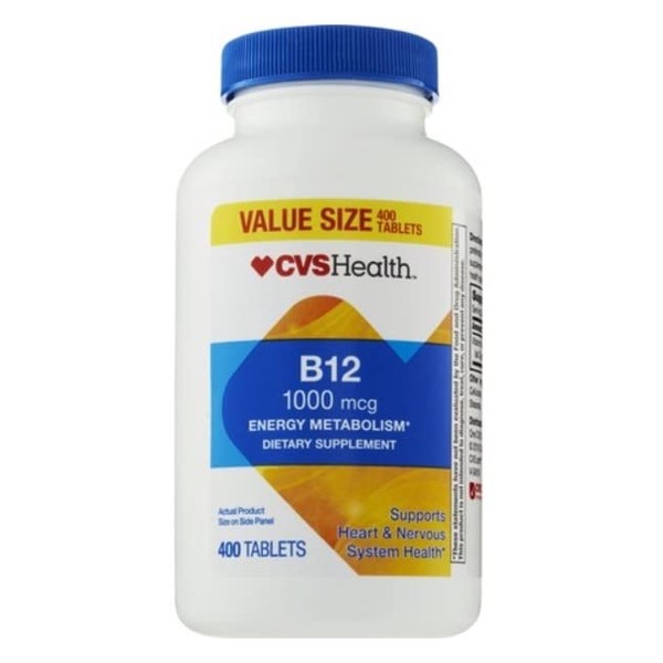 YBW CVS Health Vitamin B12 Tablets 1000mcg 400 CT