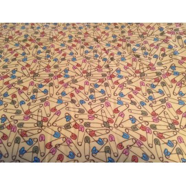 unbranded Baby Onsies & Things safety Pins on yellow FLANNEL cotton Fabric per yard  44"