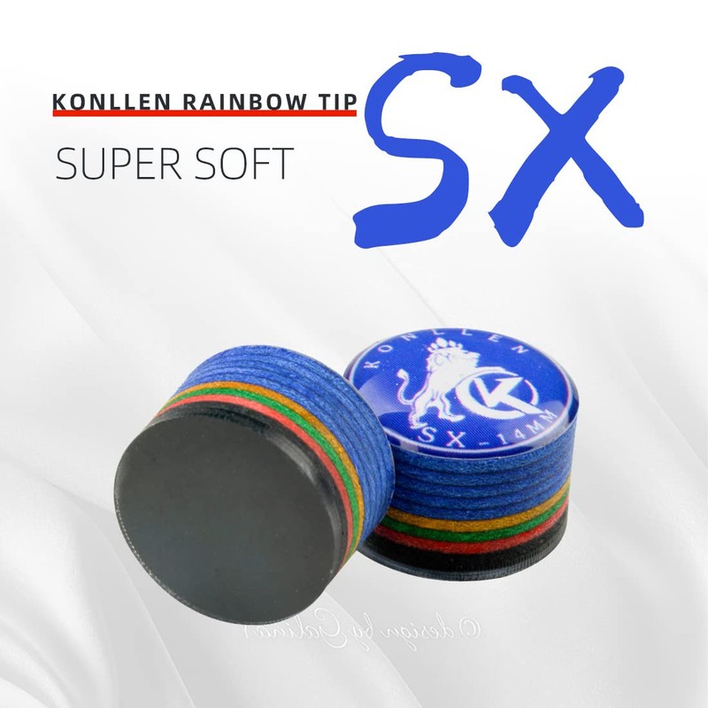 KONLLEN Rainbow Billiard Tip with Clear SX/SS/S/M/MH/H 11 mm/14 mm