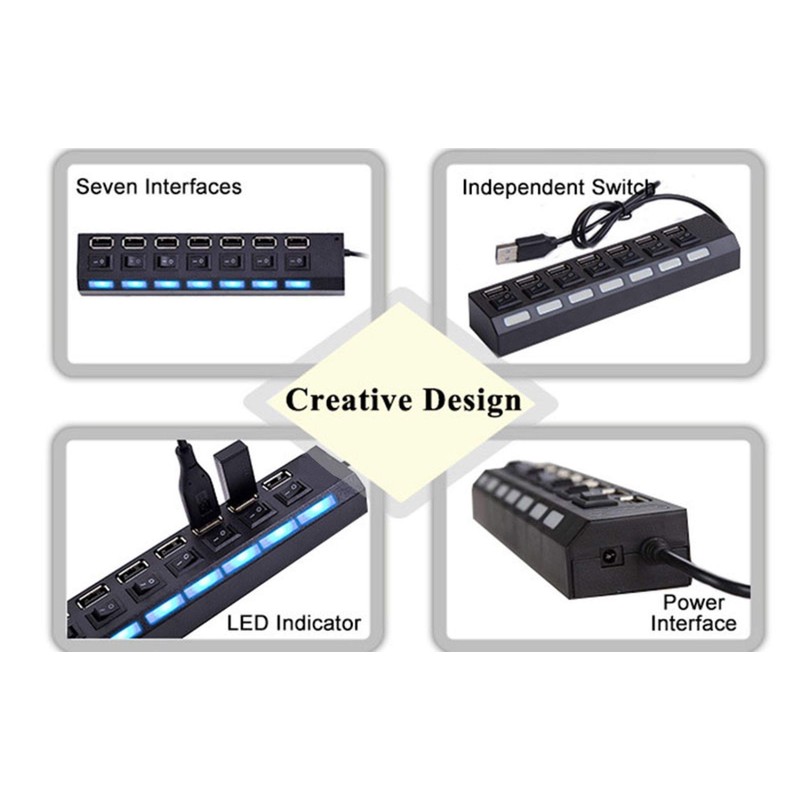 ELE-GATE productsmexicans - Hub USB 7 Puertos con Switch Propio