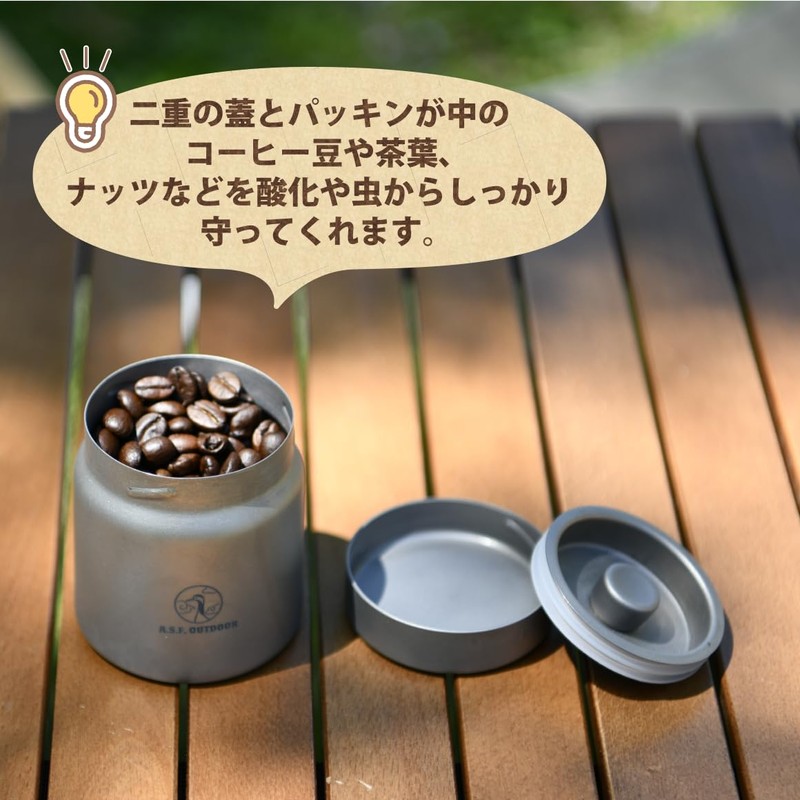 A.S.F. OUTDOOR Titanium Canister with Seal Inner Lid, 5.3 fl