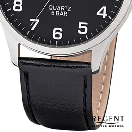 Regent Men's Analogue Quartz Watch with Leather Strap 11110832, silver, Classic