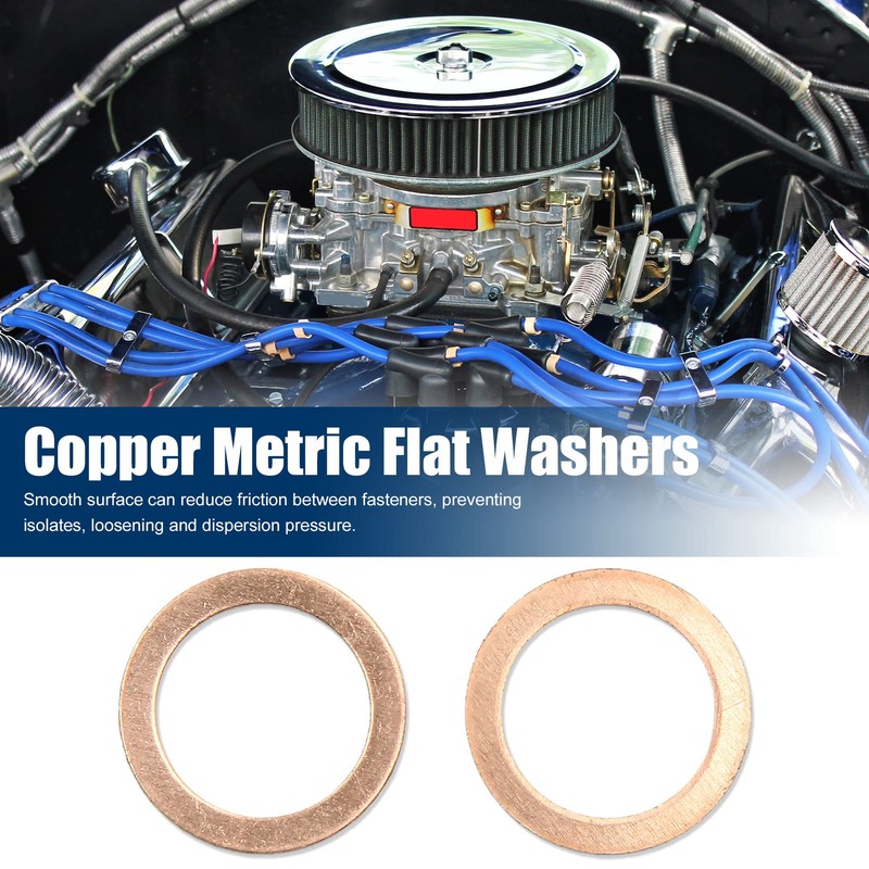 sourcing map Flat Washers Seal Copper Rings Sealing Rings Sealing