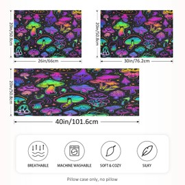 Dalzium Satin Pillowcase for Hair and Skin, Magic Mushrooms Silk Pillowcase Soft and Cozy Body Pillow Covers, Queen Size Satin Pillow Cases with Envelope Closure(20x30 Inch), 1PC