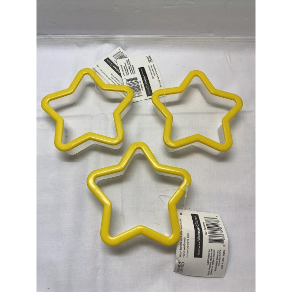 Unbranded Lot of 3 Plastic Soft Grip STAR Cookie Cutters