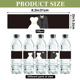100 Pcs Wedding Water Bottle Labels Wedding Suit Dress Pattern Wedding Water Bottle Labels Sticker for Party Decoration Table Decoration Supplies Wedding Ideas for Daughter Son fiancée